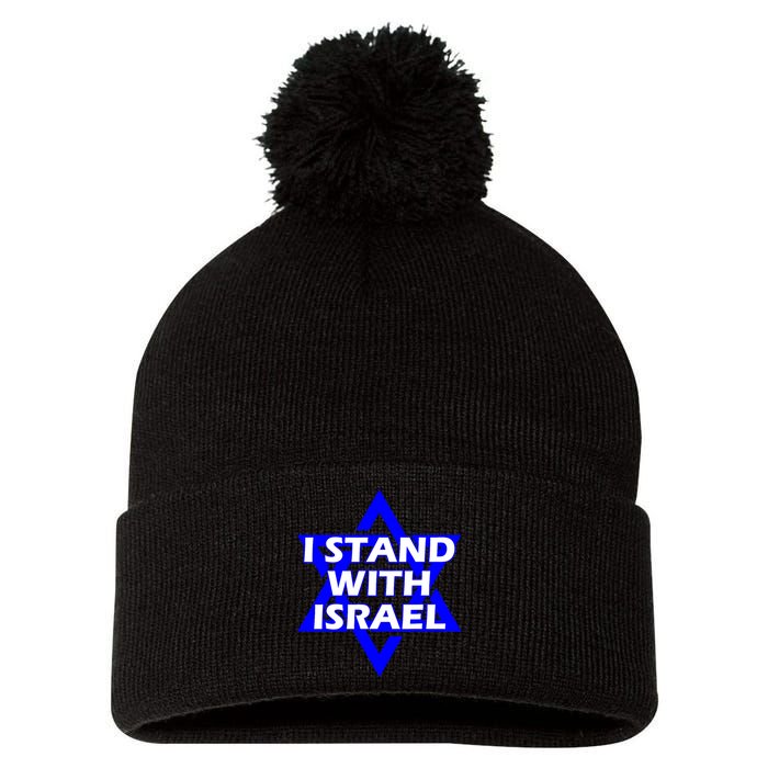 I Stand With Israel Star Of David Pom Pom 12in Knit Beanie