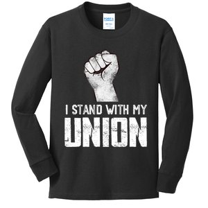 I Stand With My Union UAW On Strike Red United Auto Workers Kids Long Sleeve Shirt