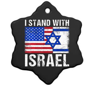 I Stand With Israel Patriotic USA and Israel Flag Ceramic Star Ornament