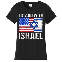 I Stand With Israel Patriotic USA and Israel Flag Women's T-Shirt