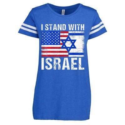 I Stand With Israel Patriotic USA and Israel Flag Enza Ladies Jersey Football T-Shirt