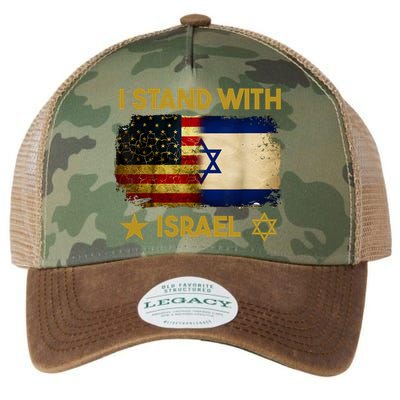 I Stand With Israel I Stand With Israel America Flag Legacy Tie Dye Trucker Hat