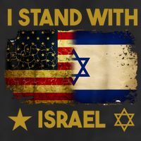 I Stand With Israel I Stand With Israel America Flag 7 Panel Mesh Trucker Snapback Hat