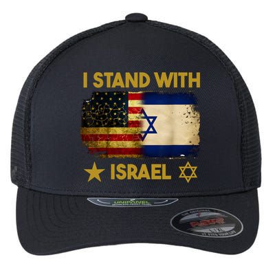 I Stand With Israel I Stand With Israel America Flag Flexfit Unipanel Trucker Cap