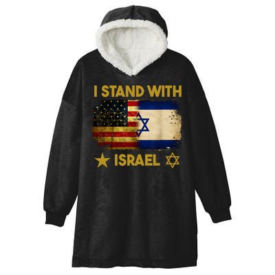 I Stand With Israel I Stand With Israel America Flag Hooded Wearable Blanket