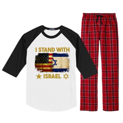 I Stand With Israel I Stand With Israel America Flag Raglan Sleeve Pajama Set