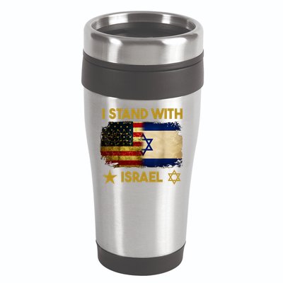 I Stand With Israel I Stand With Israel America Flag 16oz Travel Tumbler