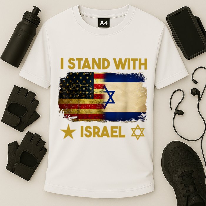 I Stand With Israel I Stand With Israel America Flag Cooling Performance Crew T-Shirt
