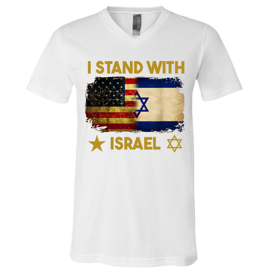 I Stand With Israel I Stand With Israel America Flag V-Neck T-Shirt