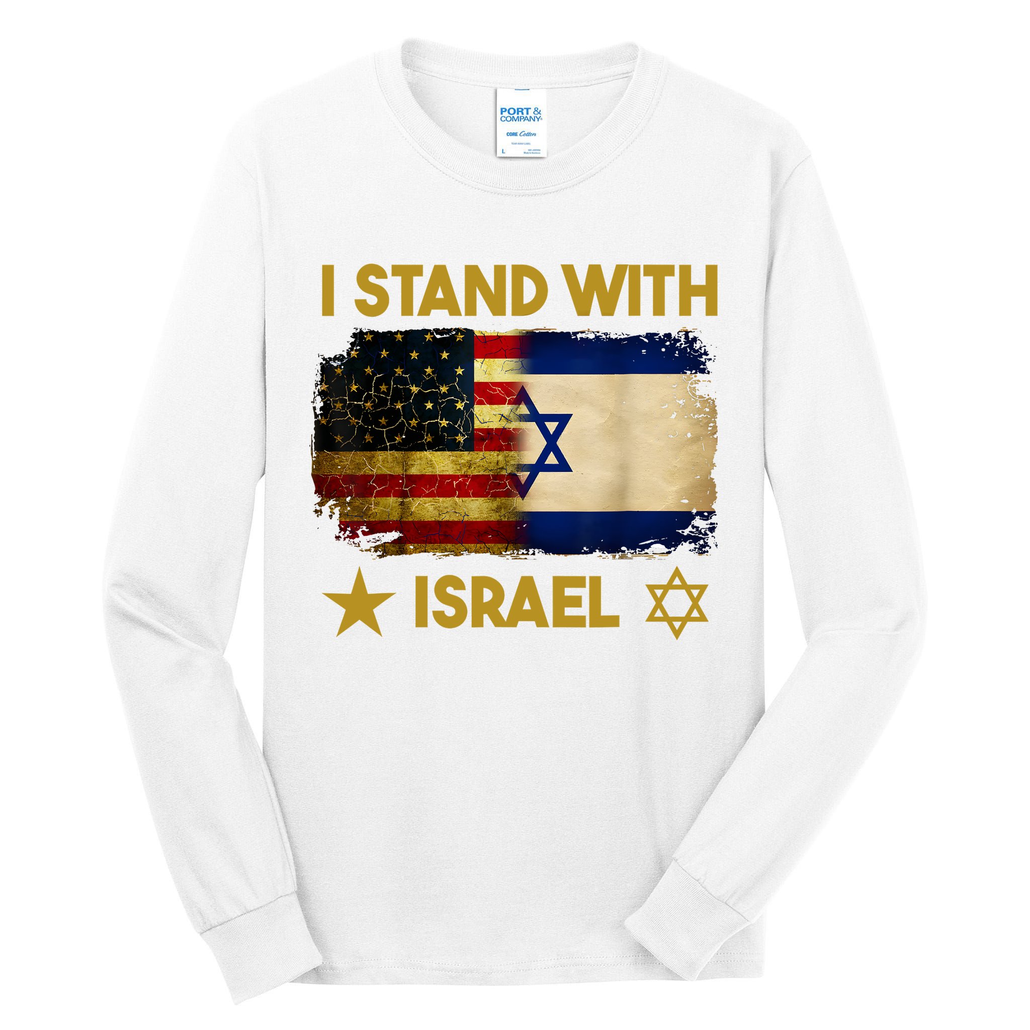 I Stand With Israel I Stand With Israel America Flag Tall Long Sleeve T-Shirt