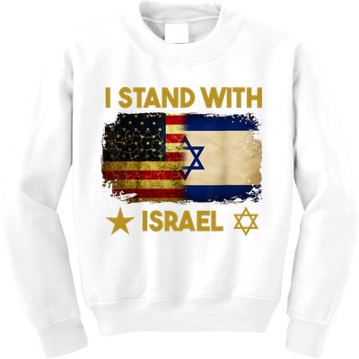 I Stand With Israel I Stand With Israel America Flag Kids Sweatshirt