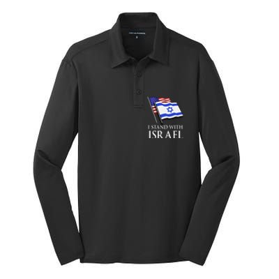 I Stand With Israel Israeli Palestinian Conflict Pro Israel Silk Touch Performance Long Sleeve Polo