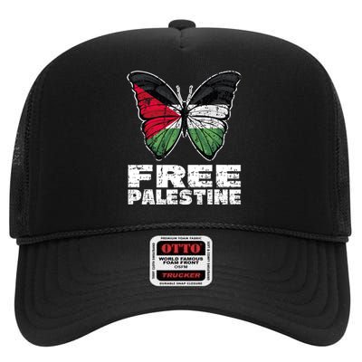 I Stand With Palestine For Their Freedom Free Palestine High Crown Mesh Back Trucker Hat