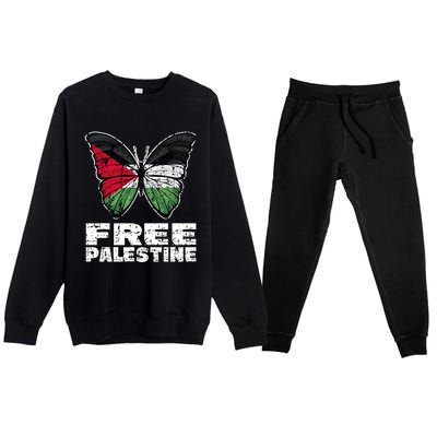 I Stand With Palestine For Their Freedom Free Palestine Premium Crewneck Sweatsuit Set