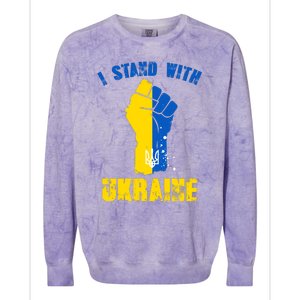 I Stand With Ukraine Fist Trident Support Colorblast Crewneck Sweatshirt