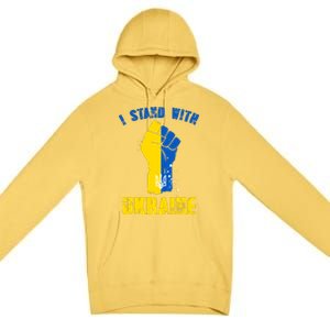 I Stand With Ukraine Fist Trident Support Premium Pullover Hoodie