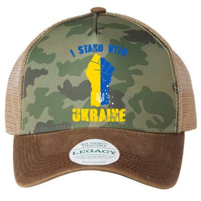I Stand With Ukraine Fist Trident Support Legacy Tie Dye Trucker Hat