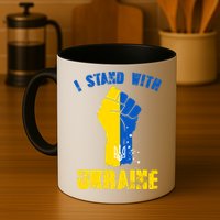 I Stand With Ukraine Fist Trident Support Mug
