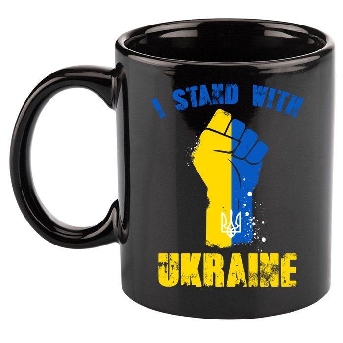 I Stand With Ukraine Fist Trident Support 11oz C Handle Ceramic Mug