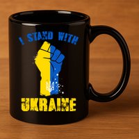 I Stand With Ukraine Fist Trident Support 11oz C Handle Ceramic Mug