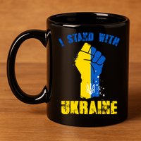 I Stand With Ukraine Fist Trident Support 11oz C Handle Ceramic Mug