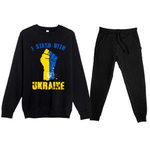 I Stand With Ukraine Fist Trident Support Premium Crewneck Sweatsuit Set