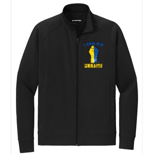 I Stand With Ukraine Fist Trident Support Stretch Full-Zip Cadet Jacket