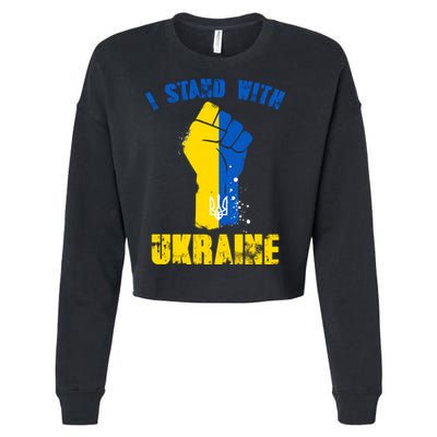 I Stand With Ukraine Fist Trident Support Cropped Pullover Crew