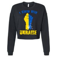 I Stand With Ukraine Fist Trident Support Cropped Pullover Crew