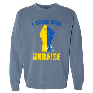 I Stand With Ukraine Fist Trident Support Garment-Dyed Sweatshirt