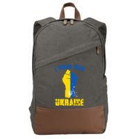 I Stand With Ukraine Fist Trident Support Cotton Canvas Backpack