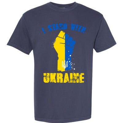 I Stand With Ukraine Fist Trident Support Garment-Dyed Heavyweight T-Shirt