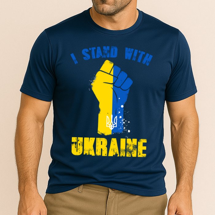 I Stand With Ukraine Fist Trident Support Performance Shirt
