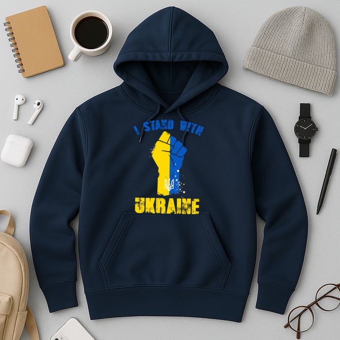 I Stand With Ukraine Fist Trident Support Hoodie