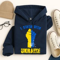 I Stand With Ukraine Fist Trident Support Hoodie