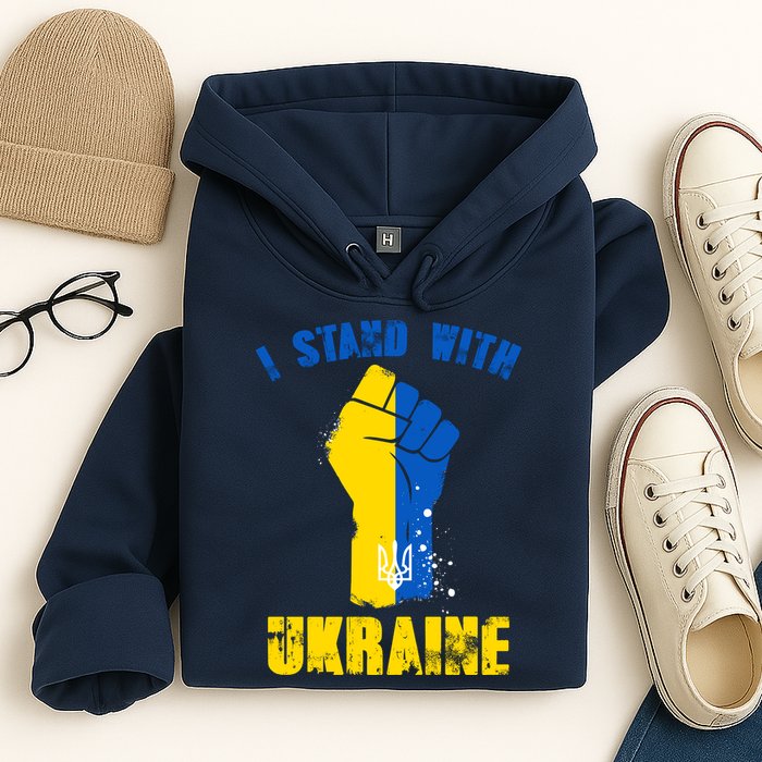 I Stand With Ukraine Fist Trident Support Hoodie