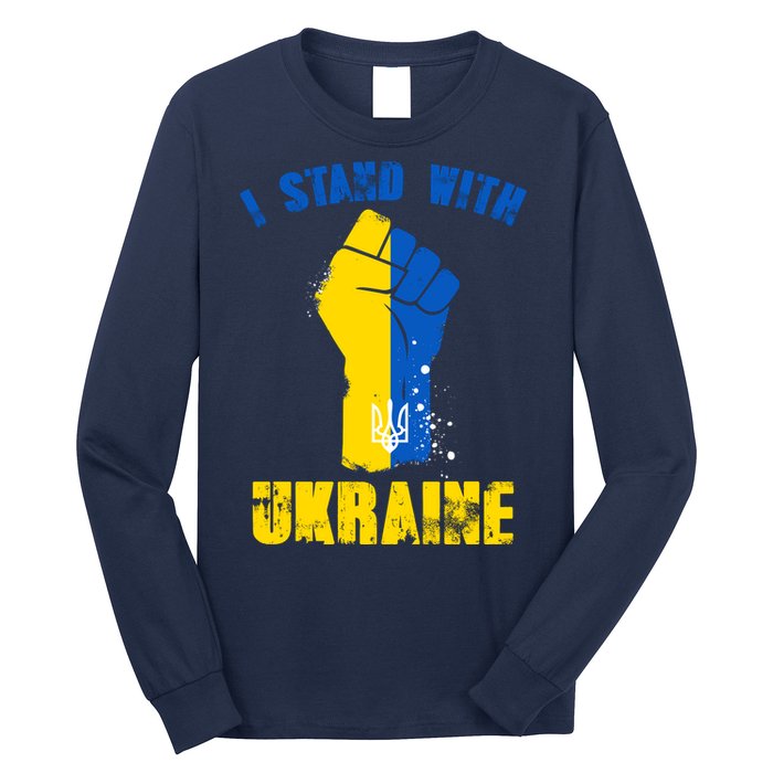 I Stand With Ukraine Fist Trident Support Long Sleeve Shirt
