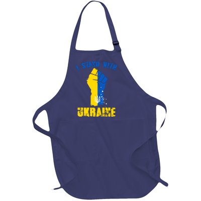 I Stand With Ukraine Fist Trident Support Full-Length Apron With Pockets