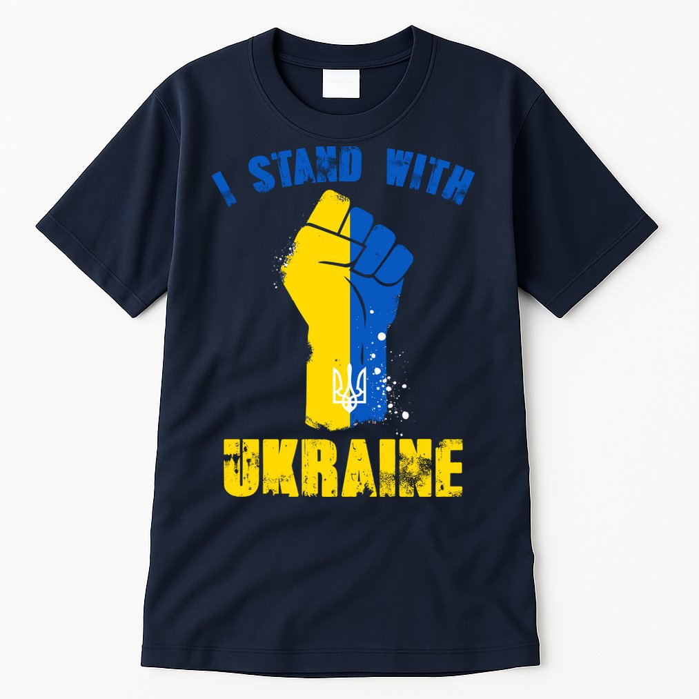 I Stand With Ukraine Fist Trident Support Tall T-Shirt
