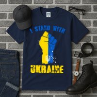 I Stand With Ukraine Fist Trident Support Tall T-Shirt