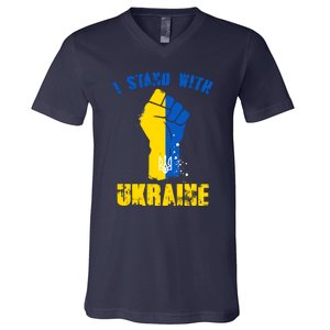 I Stand With Ukraine Fist Trident Support V-Neck T-Shirt