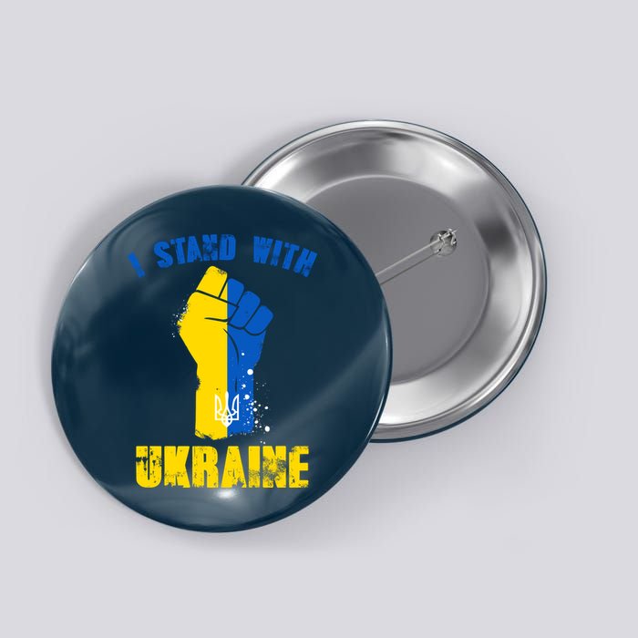 I Stand With Ukraine Fist Trident Support Button