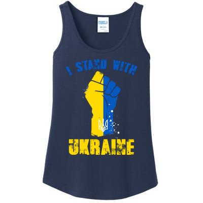 I Stand With Ukraine Fist Trident Support Ladies Essential Tank