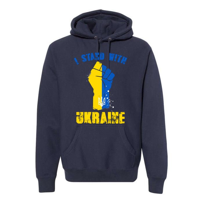 I Stand With Ukraine Fist Trident Support Premium Hoodie