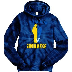 I Stand With Ukraine Fist Trident Support Tie Dye Hoodie