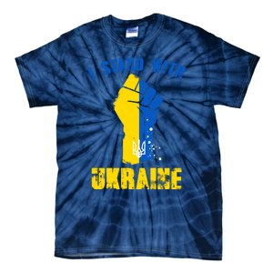 I Stand With Ukraine Fist Trident Support Tie-Dye T-Shirt