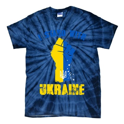 I Stand With Ukraine Fist Trident Support Tie-Dye T-Shirt