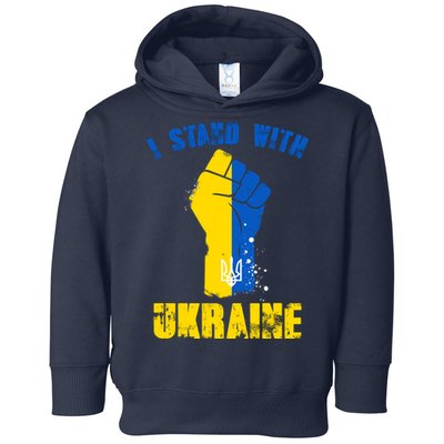 I Stand With Ukraine Fist Trident Support Toddler Hoodie