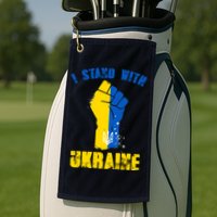I Stand With Ukraine Fist Trident Support Golf Towel