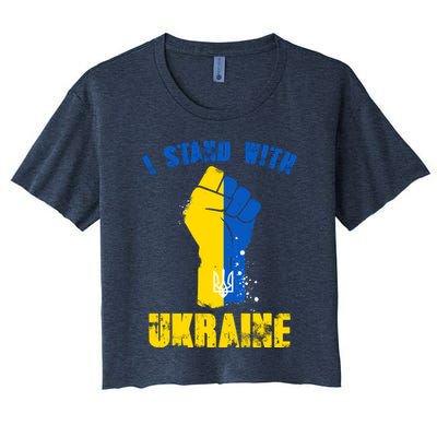 I Stand With Ukraine Fist Trident Support Crop Top